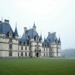 Vue panoramique du château de Chambord depuis le parc, mettant en valeur son architecture Renaissance et ses cheminées emblématiques