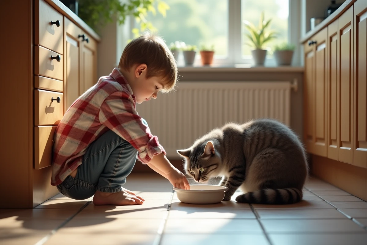 Garçon remplissant l