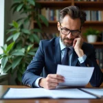 Homme d'affaires en costume dans un bureau moderne